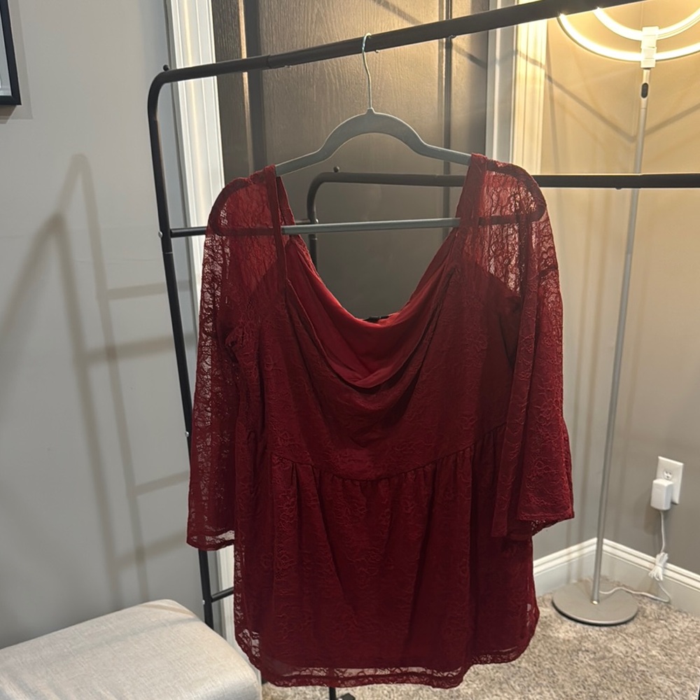 Elegant Red Lace Women's Top